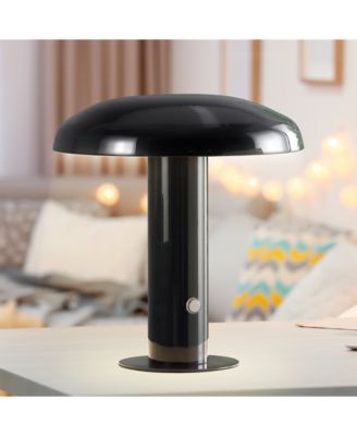 Suillius 11" Contemporary Bohemian Rechargeable, Cordless Iron Integrated LED Mushroom Table Lamp