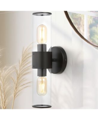 Quinn 15.5" 2-Light Farmhouse Industrial Iron, Acrylic LED Sconce