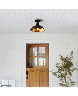 Camila 14" 1-Light Classic Industrial Indoor, Outdoor Iron LED Semi Flush Mount