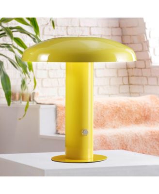 Suillius 11" Contemporary Bohemian Rechargeable, Cordless Iron Integrated LED Mushroom Table Lamp