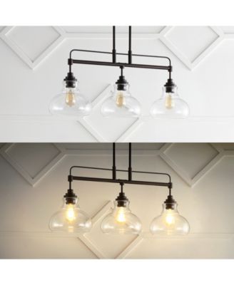 Marlowe 32.5" 3-Light Farmhouse Industrial Iron, Glass Linear LED Pendant