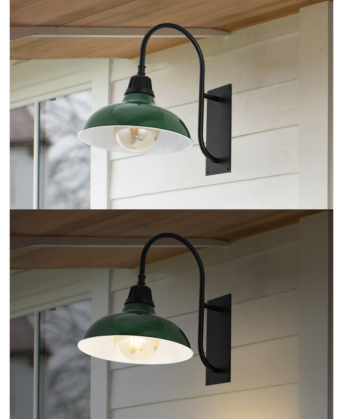 Stanley 1-Light Farmhouse Industrial Indoor, Outdoor Iron Led Gooseneck Arm Outdoor Sconce - White