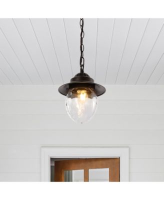 Manteo 8.25" 1-Light Farmhouse Industrial Iron, Glass Outdoor LED Pendant