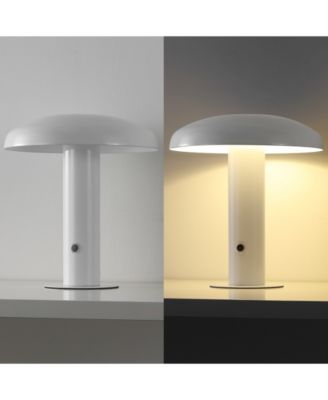 Suillius 11" Contemporary Bohemian Rechargeable, Cordless Iron Integrated LED Mushroom Table Lamp