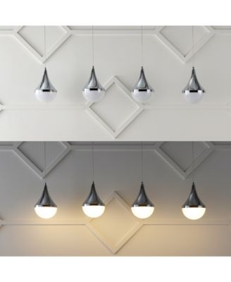 Elena Teardrop 47" 4-Light Modern Mid-Century Iron, Acrylic Integrated Linear LED Pendant