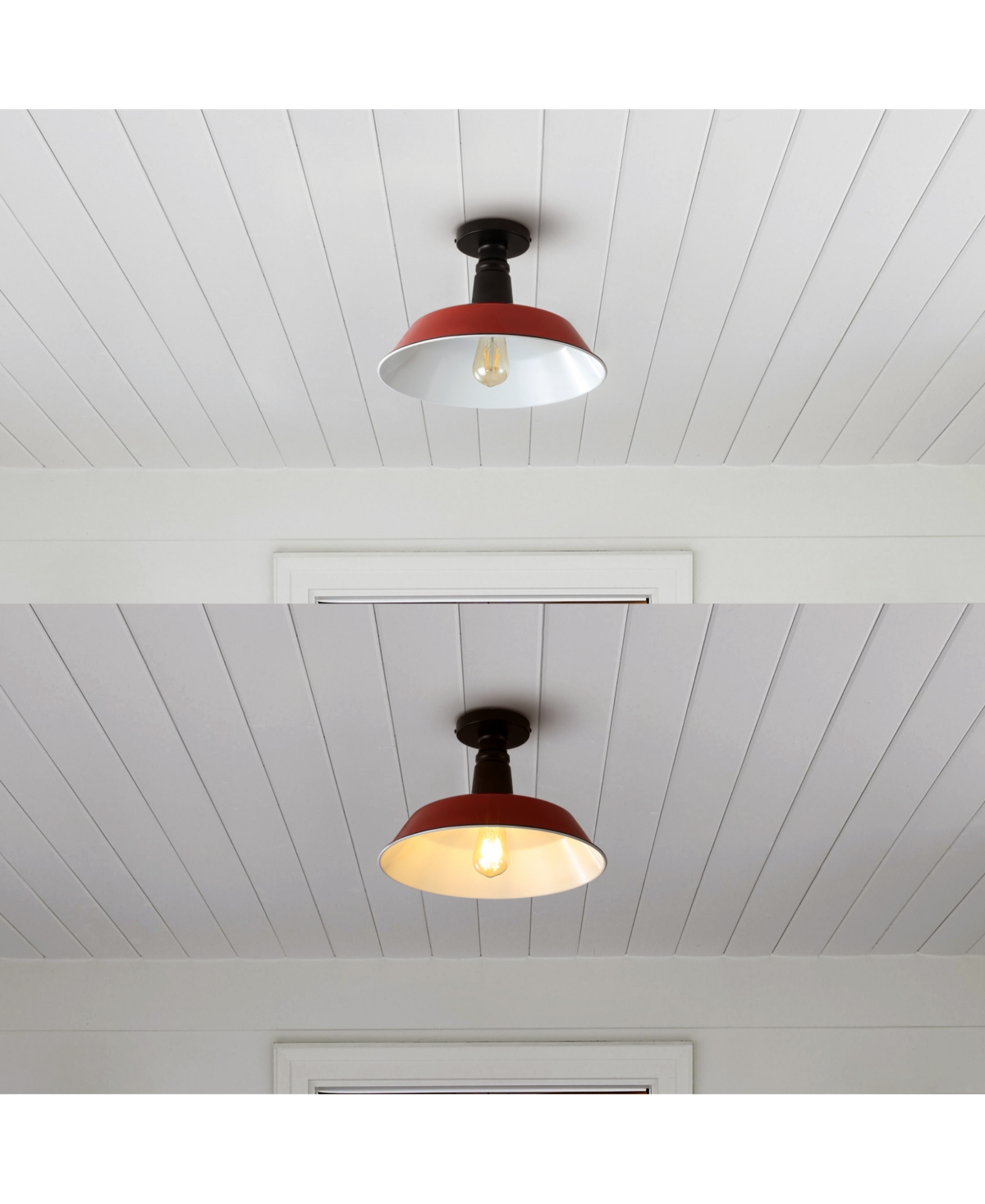 Camila 1-Light Classic Industrial Indoor, Outdoor Iron Led Semi Flush Mount - White
