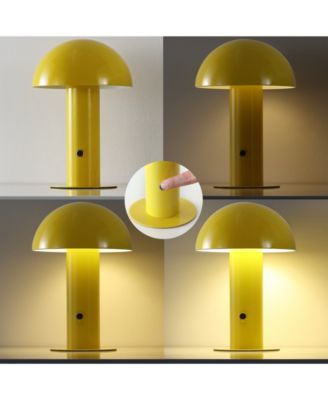 Boletus 10.75" Contemporary Bohemian Rechargeable, Cordless Iron Integrated LED Mushroom Table Lamp
