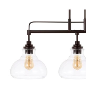 Marlowe 32.5" 3-Light Farmhouse Industrial Iron, Glass Linear LED Pendant