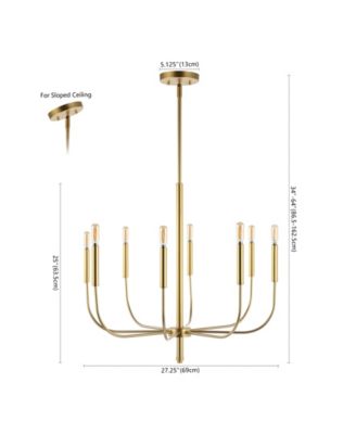 Amoros 27.25" 8-Light Modern Mid-Century Iron LED Chandelier