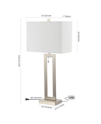 Sabrina 28.5" Vintage-inspired Industrial Iron LED Table Lamp with Pull-Chain and USB Charging Port, Set of 2