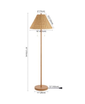Nando 61" 2-Light Coastal Bohemian Iron, Rattan LED Floor Lamp with Pull-Chain