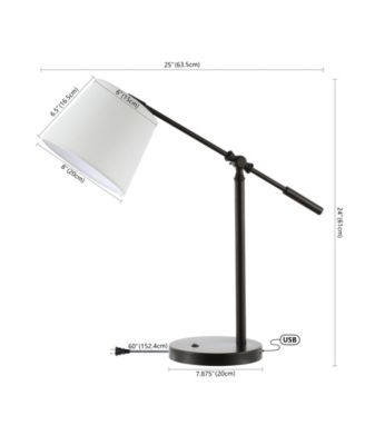 Troy 24" Classic Contemporary Iron LED Task Lamp with USB Charging Port