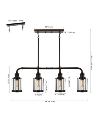 Abbott 34" 4-Light Farmhouse Industrial Iron, Glass Linear LED Pendant