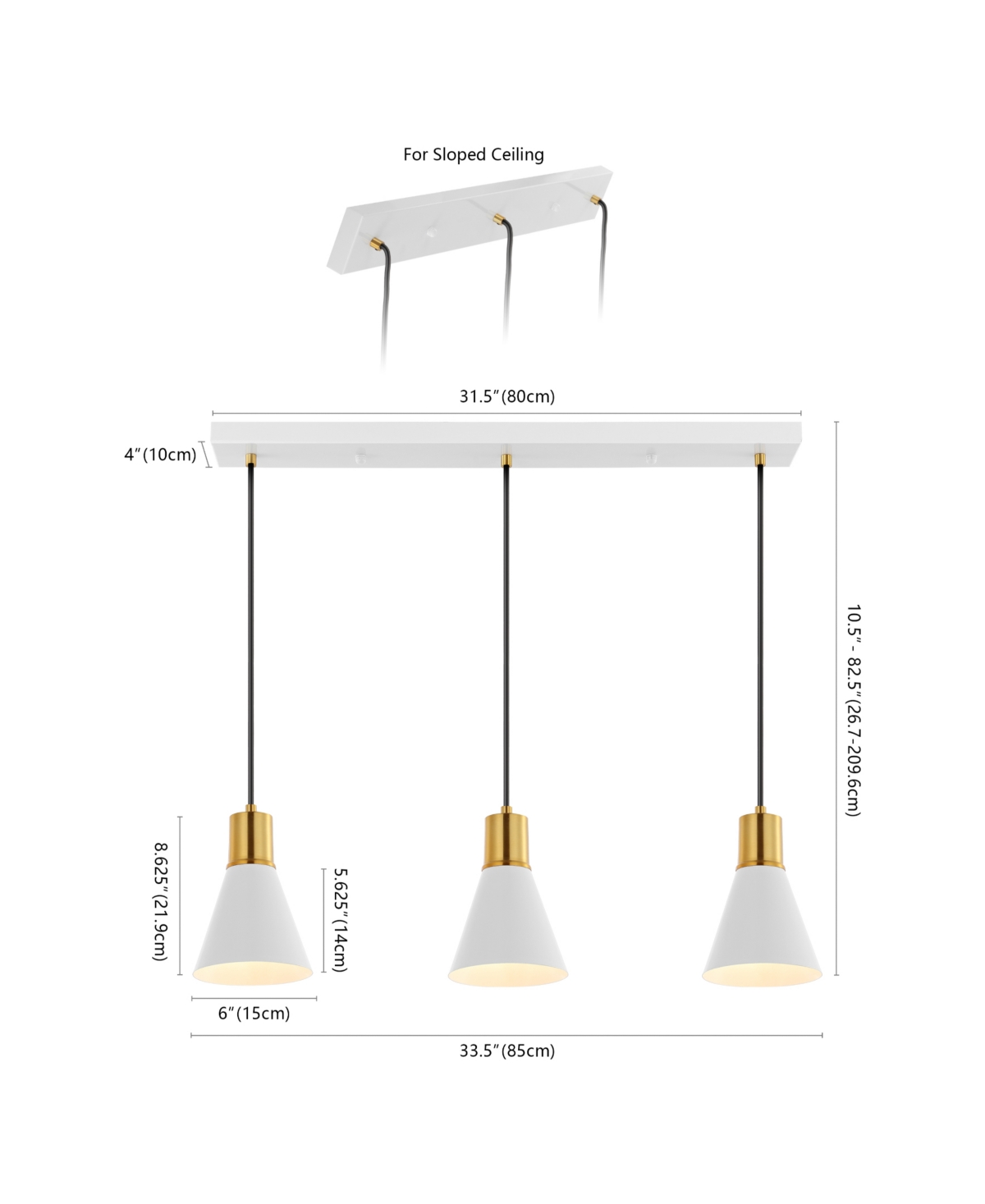 Apollo 3-Light Mid-Century Modern Iron Adjustable Linear Led Pendant - Brass Gold