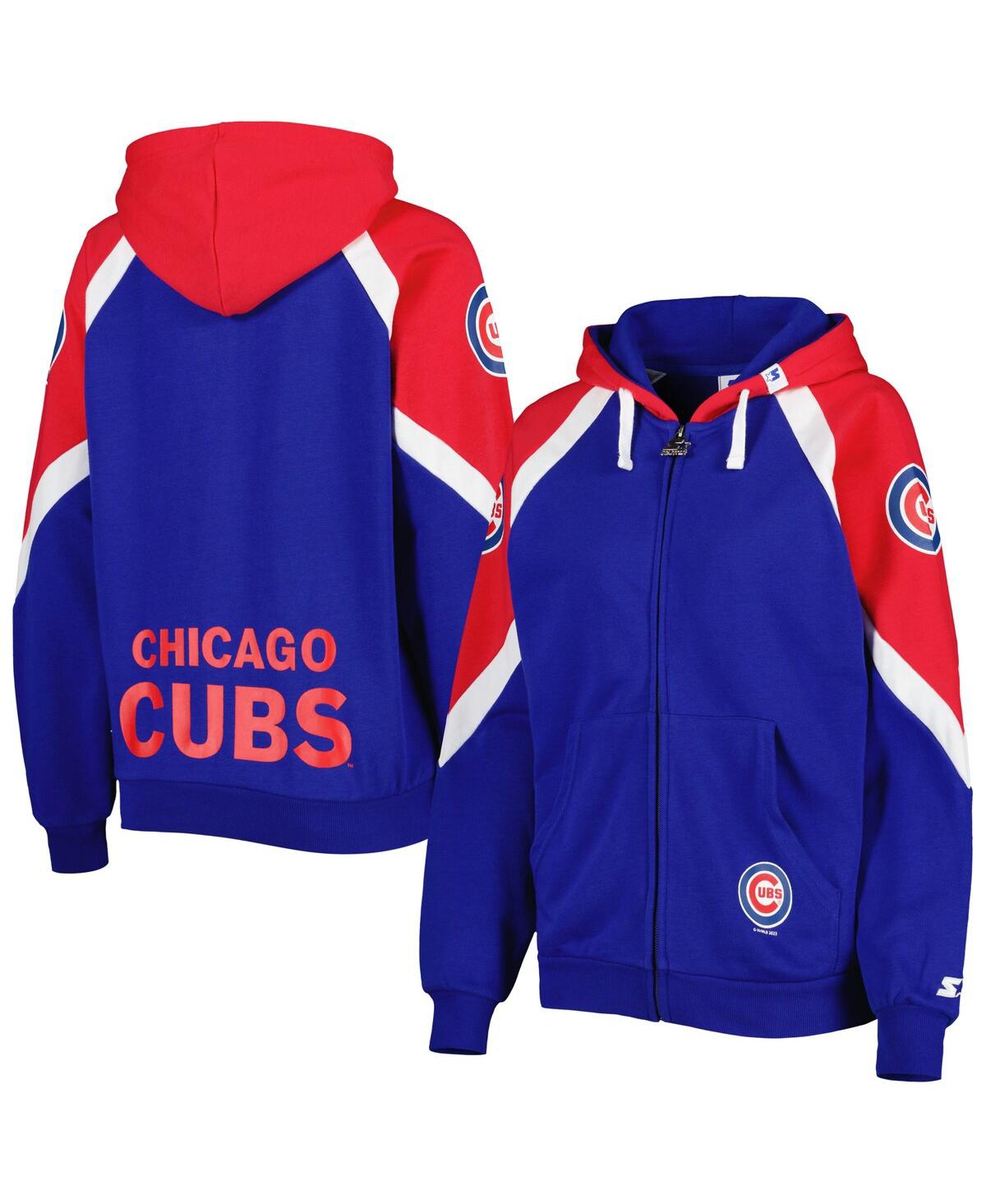 Shop Starter Women's  Royal, Red Chicago Cubs Hail Mary Full-zip Hoodie In Royal,red