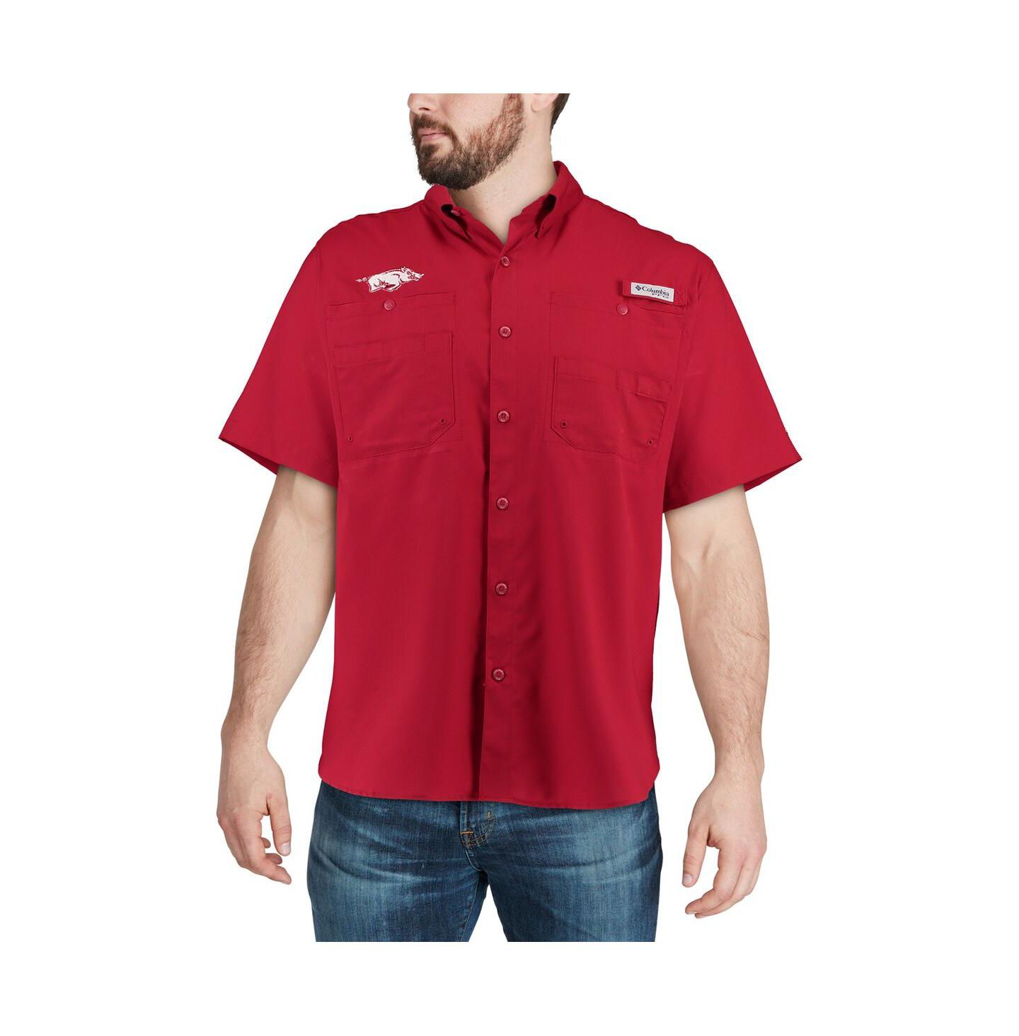Мужская рубашка Columbia Cardinal Arkansas Razorbacks PFG Tamiami — фото 6