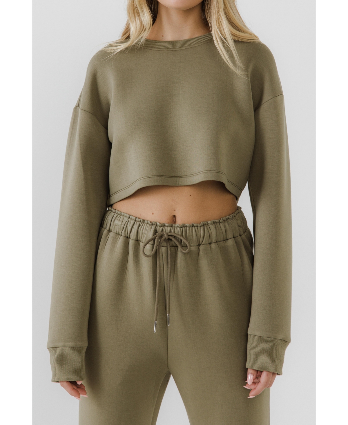 Women's Loungewear Cropped Sweatshirt - Fuchsia