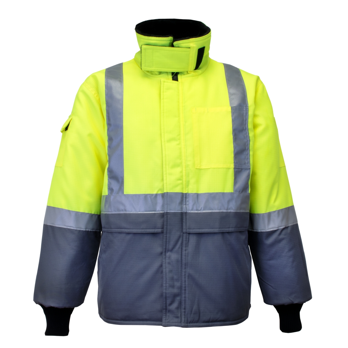 RefrigiWear Big & Tall High Visibility Freezer Edge Insulated Jacket with Reflective Tape -/ Grey