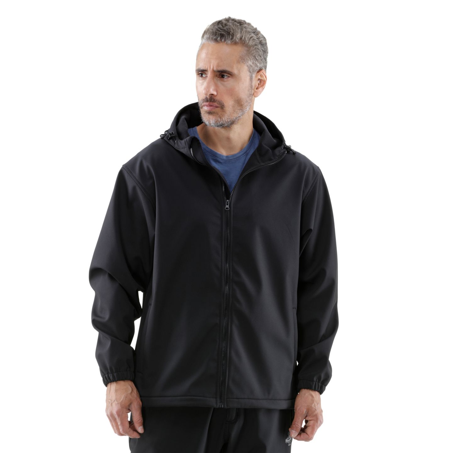 Мужская куртка RefrigiWear Big & Tall Lightweight Softshell Jacket with Hood, цвет: Чёрный — фото 1