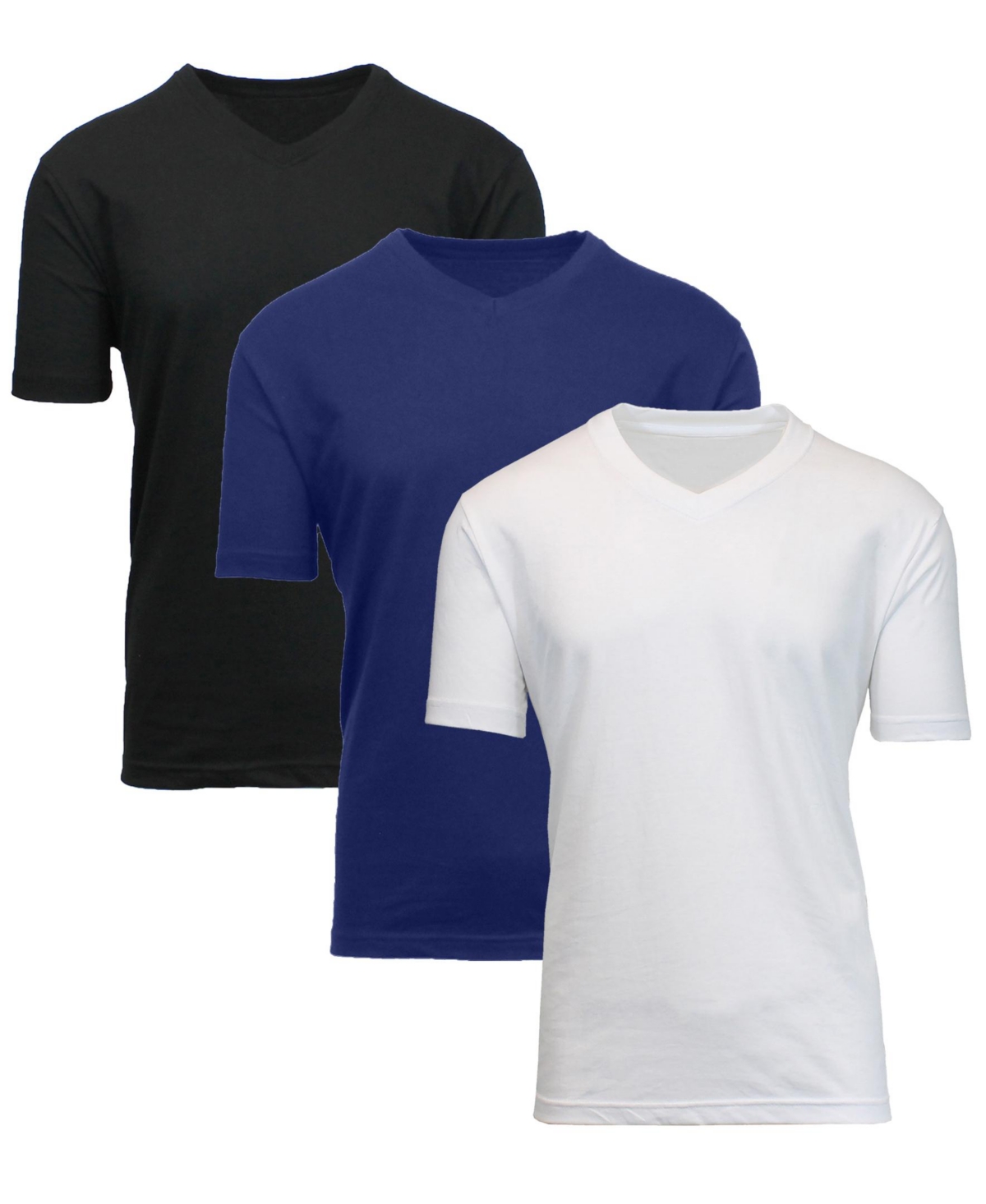 Blue Ice Men's Short Sleeve V-Neck T-shirt, Pack of 3 - Black-Navy-White