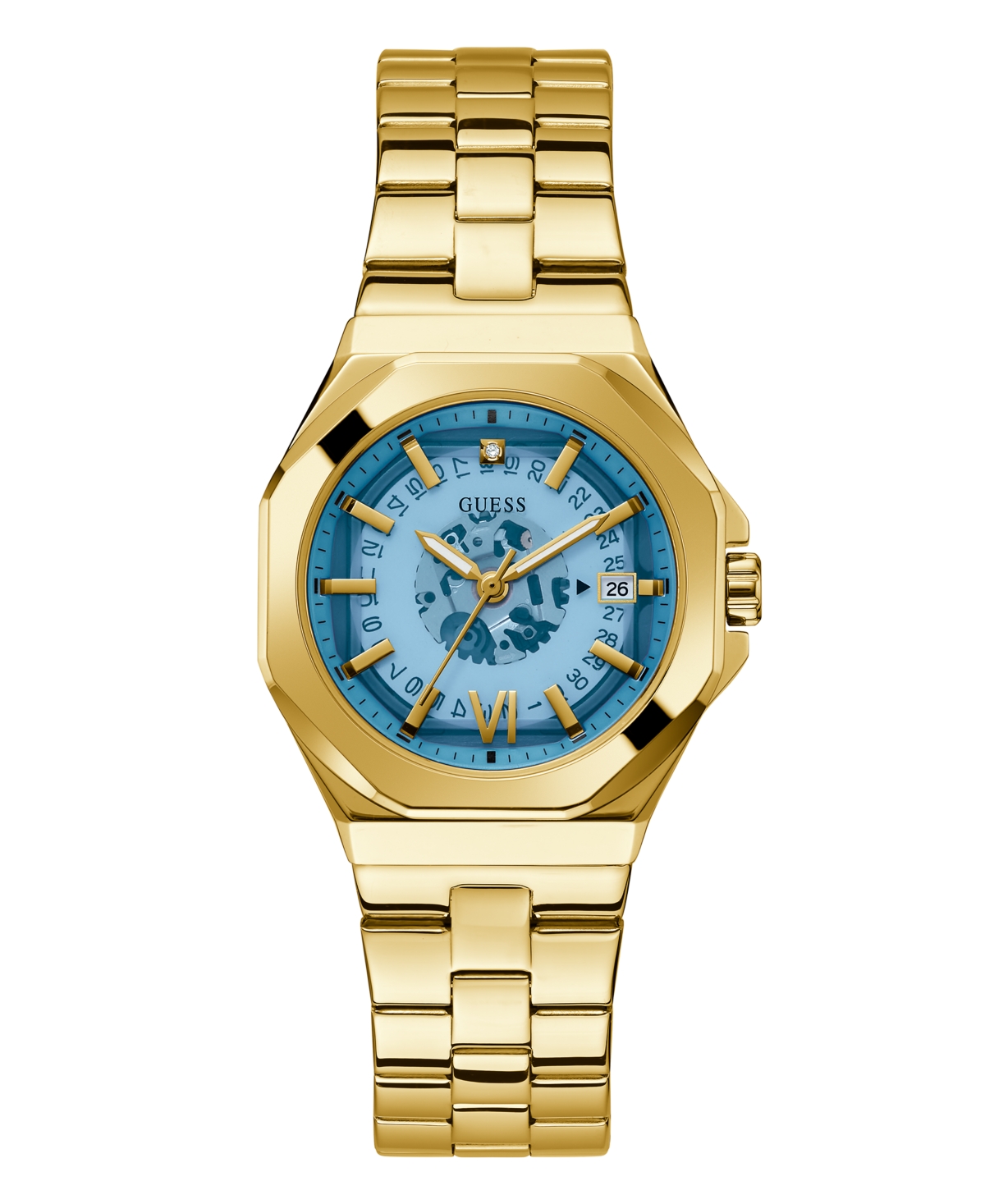Guess Women's Date Quartz Gold-tone Stainless Steel Watch 34mm