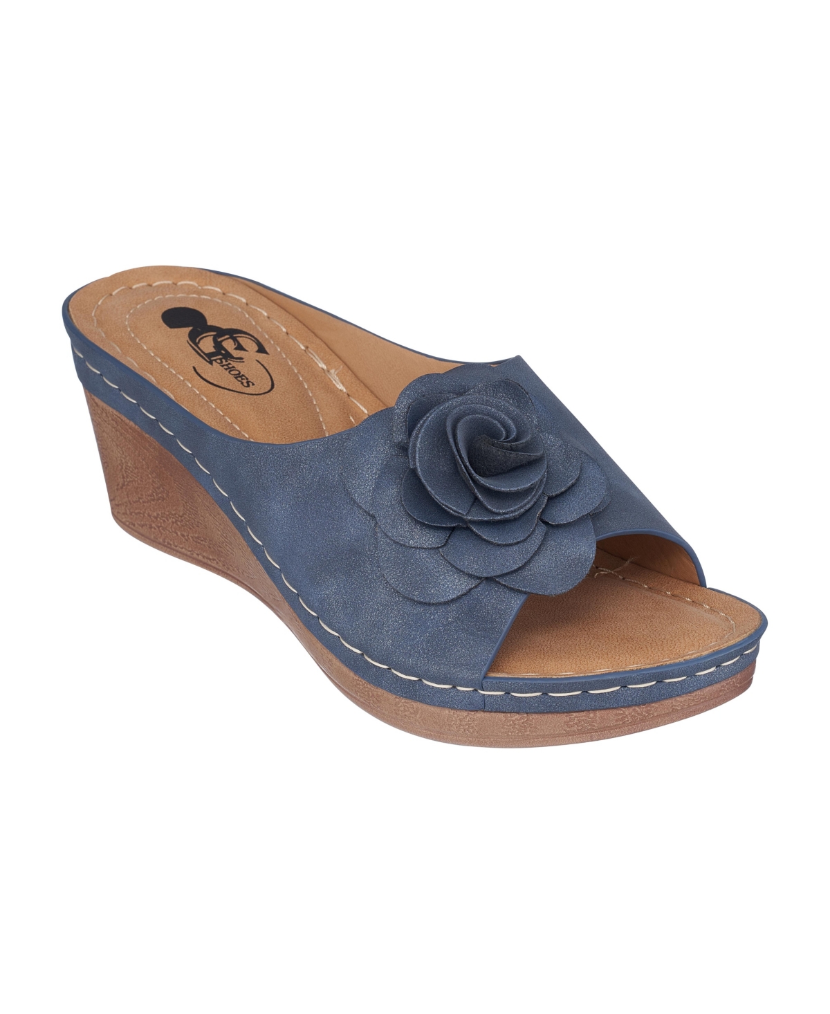 Gc Shoes Tokyo Floral Wedge Sandal In Navy
