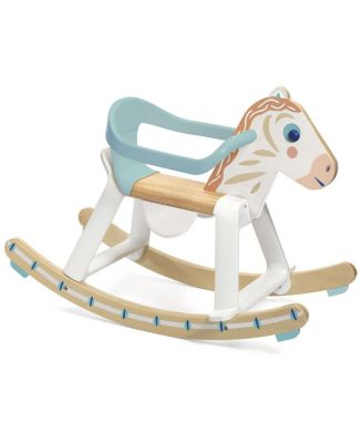 Djeco BabyCavali White Wooden Rocking Horse with Removable Safety Guard ...