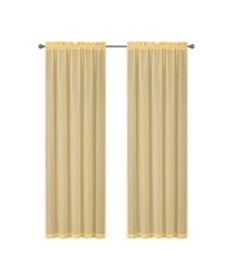 Montauk Accents Ultra Lux 2 Piece Rod Pocket Gold Sheer Voile Window Curtain Panels - 84 in. Long