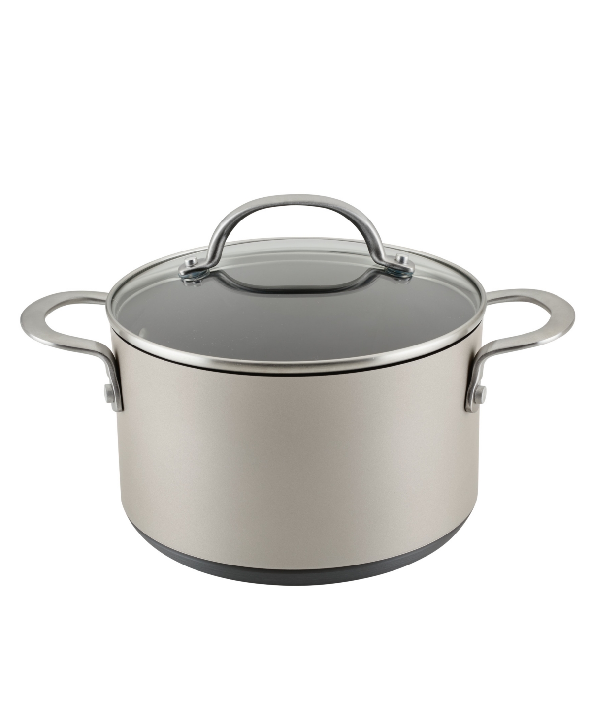 Anolon Achieve Hard Anodized Nonstick 4 Quart Saucepot With Lid In Silver