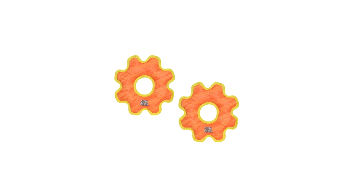 Med Gear Ring Tiger Orange-Yellow, 2-Pack Dog Toys - Bright Orange