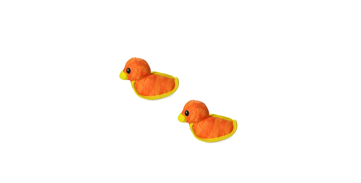 Duck Tiger Orange-Yellow, 2-Pack Dog Toys - Bright Orange