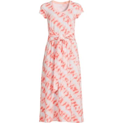 Lands' End Women's Light Weight Cotton Modal Convertible Tie Waist Midi  Dress - Macy's