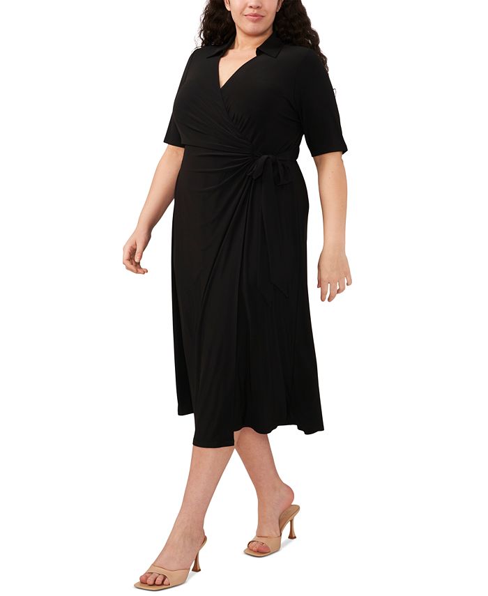 MSK Plus Size Collared Wrap Dress - Macy's