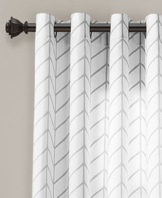 Lush Decor Calia Chevron Geo Light Filtering Window Curtain Panels Pair 52"W x 84"L Black - Chevron Curtains For Bedroom - Living Room Curtains