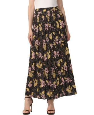 Women's Print Box Pleat Maxi Skirt