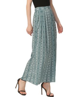 Women's Print Box Pleat Maxi Skirt