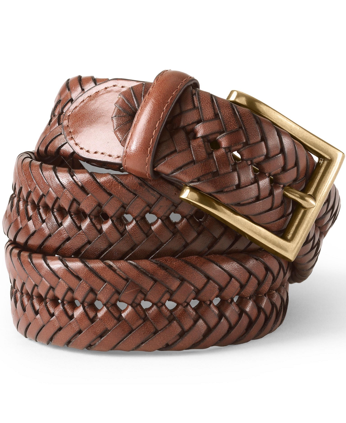 Men's Leather Braid Belt - Light brown