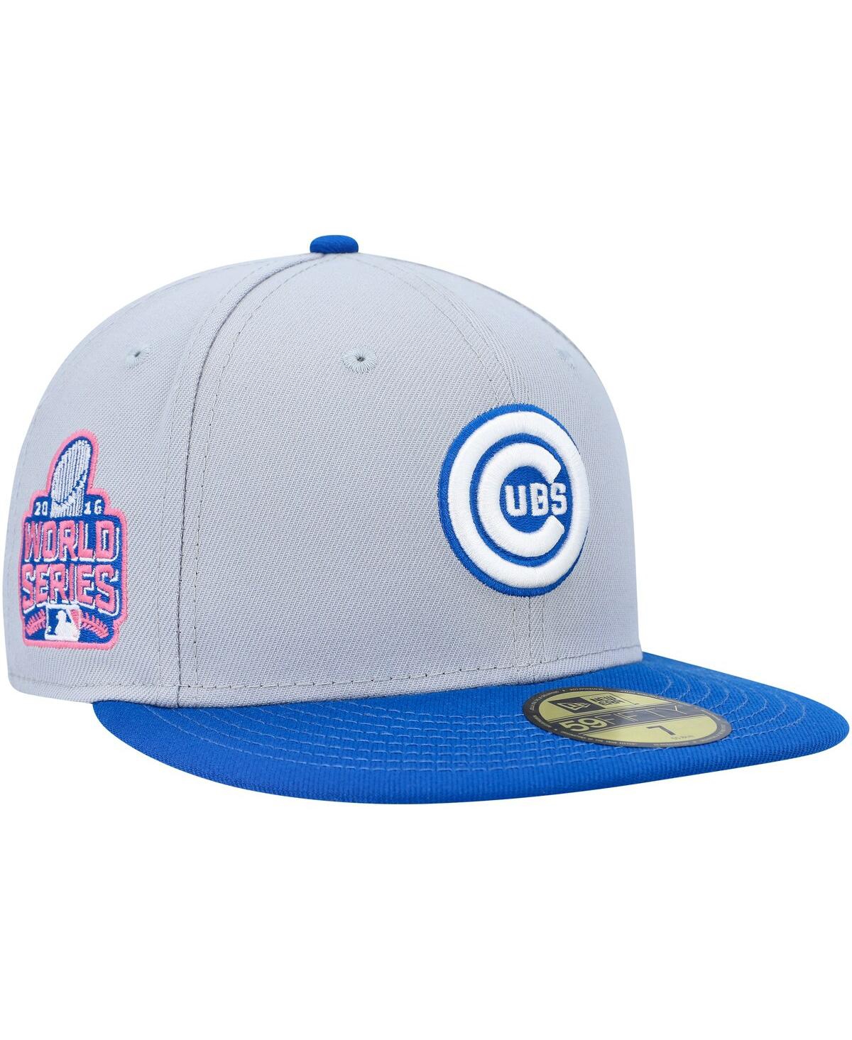Shop New Era Men's  Gray, Blue Chicago Cubs Dolphin 59fifty Fitted Hat In Gray,blue