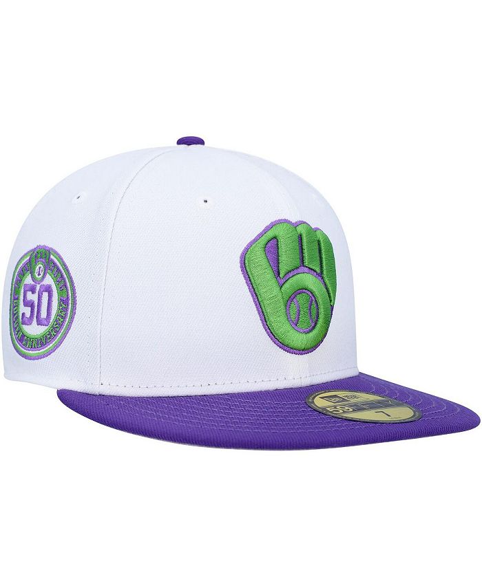 New Era Men's White Milwaukee Brewers 50th Anniversary Side Patch