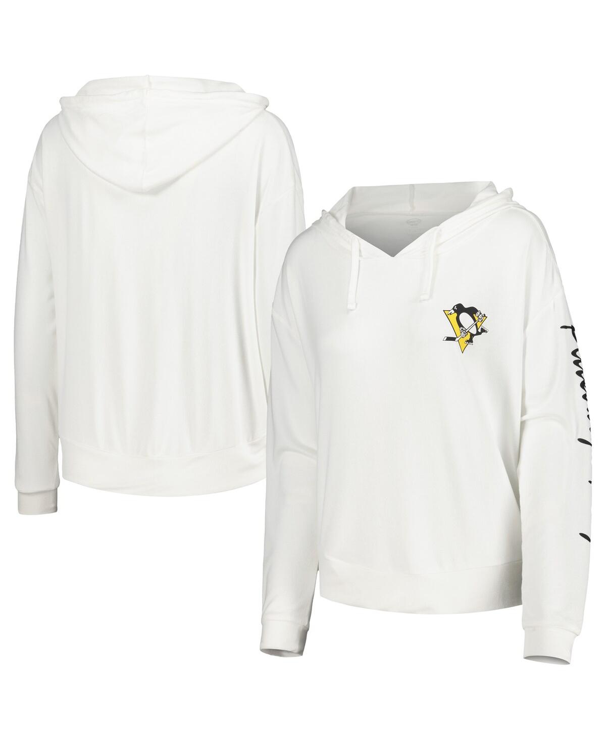 Concepts Sport Women's  White Pittsburgh Penguins Accord Hacci Long Sleeve Hoodie T-shirt