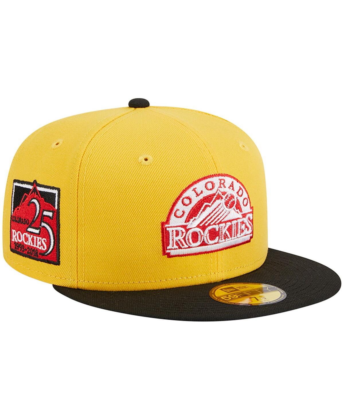Shop New Era Men's  Yellow, Black Colorado Rockies Grilled 59fifty Fitted Hat In Yellow,black