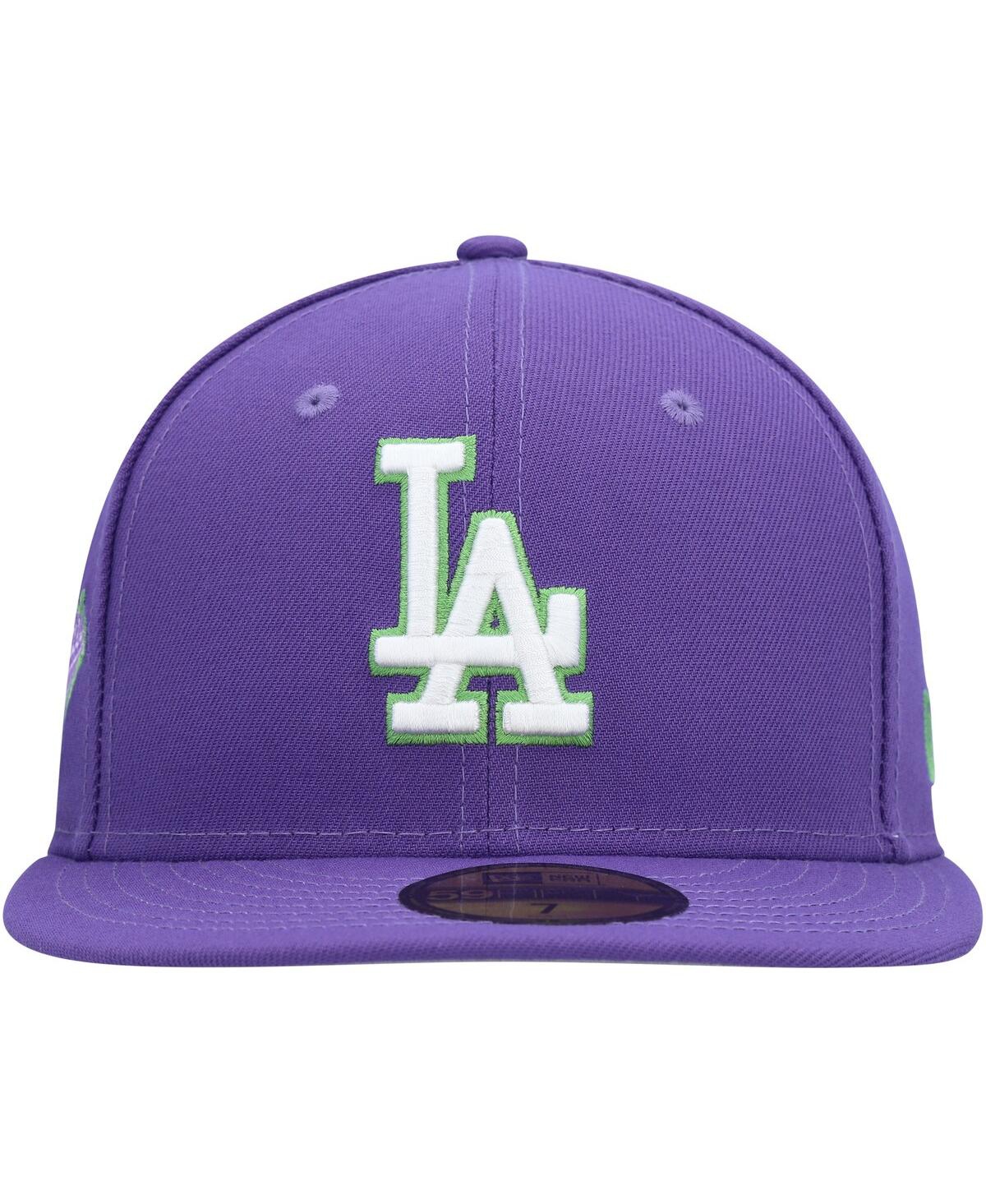 New Era Purple Los Angeles Dodgers Lime Side Patch 59fifty Fitted Hat In Purple