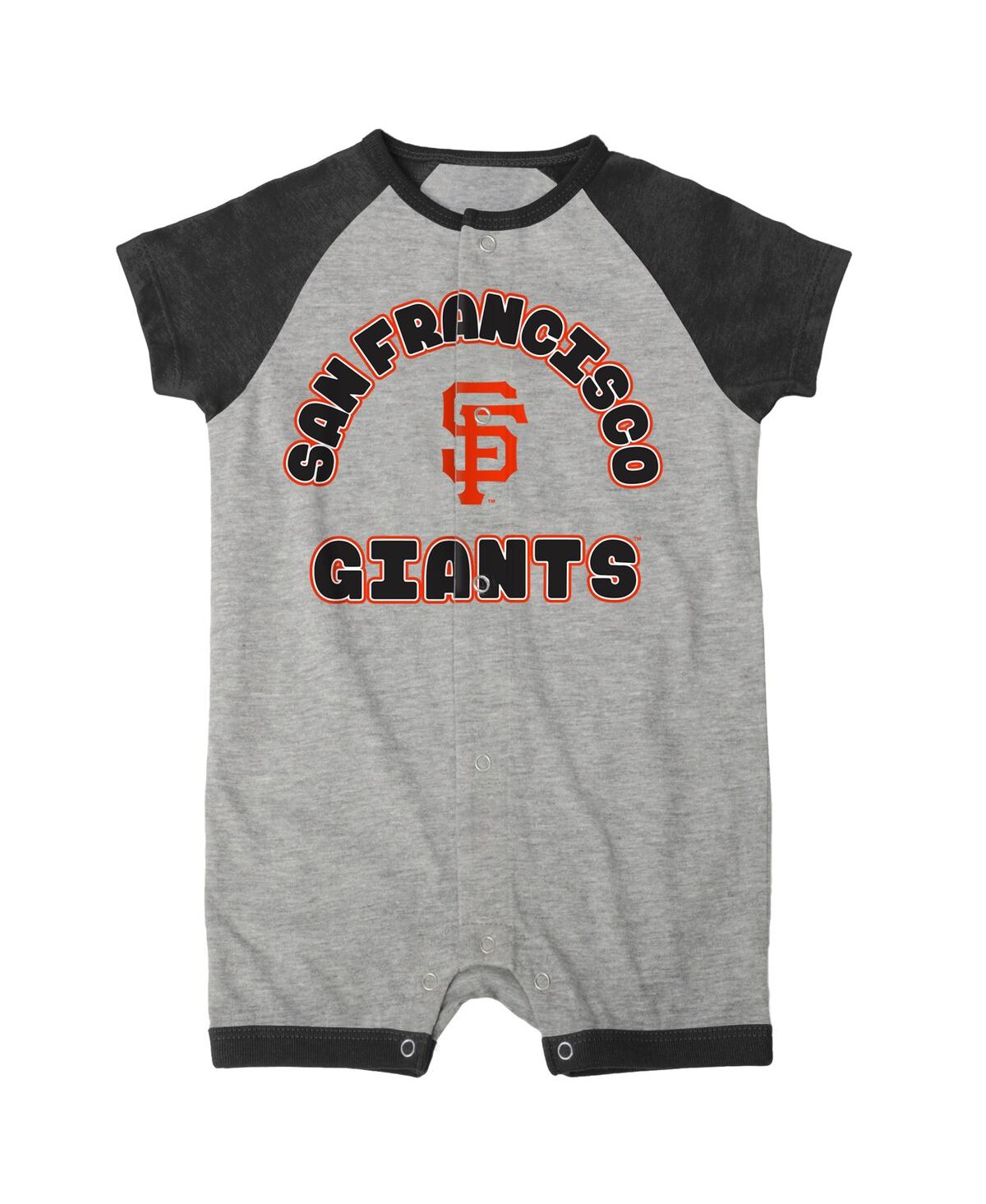 Shop Outerstuff Infant Boys And Girls Heather Gray San Francisco Giants Extra Base Hit Raglan Full-snap Romper