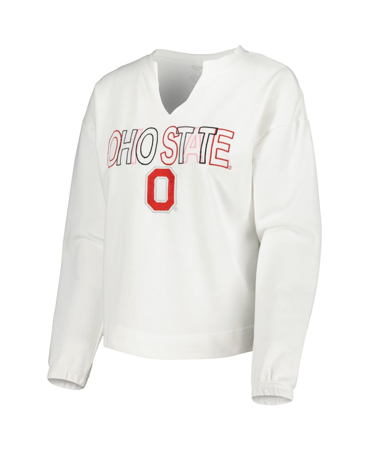 Shop Concepts Sport Women's  White Ohio State Buckeyes Sunray Notch Neck Long Sleeve T-shirt And Shorts Se