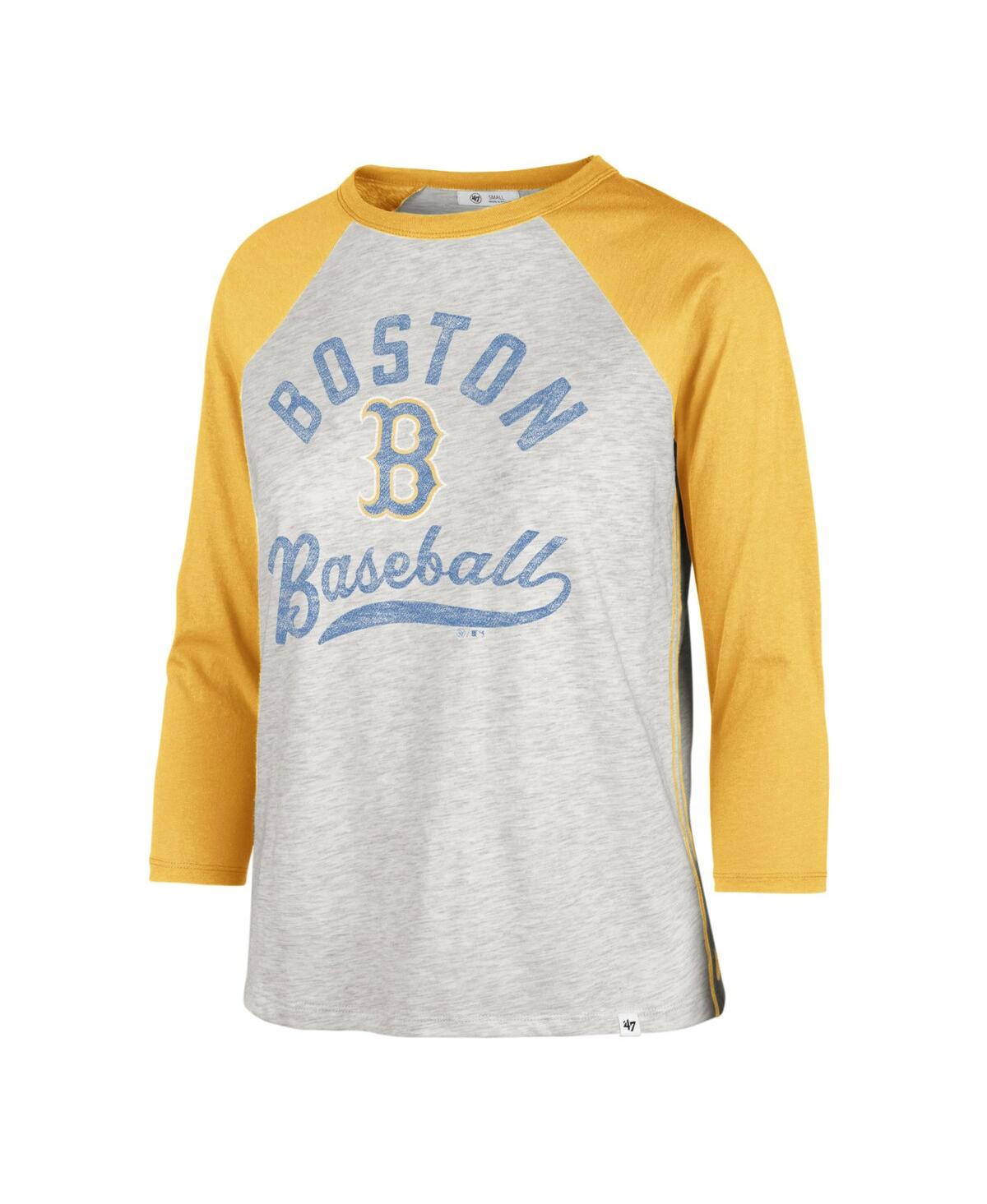 Shop 47 Brand Women's ' Gray Boston Red Sox City Connect Retro Daze Ava Raglan 3/4-sleeve T-shirt
