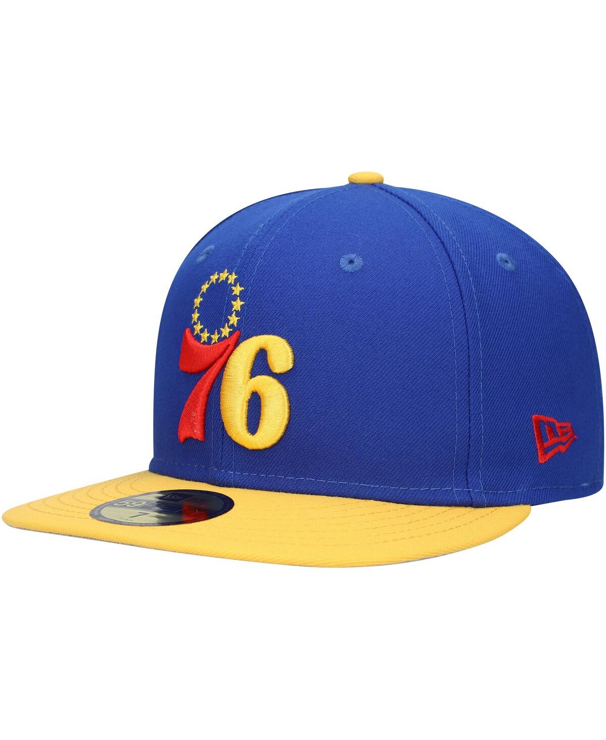 Shop New Era Men's  Royal Philadelphia 76ers Side Patch 59fifty Fitted Hat