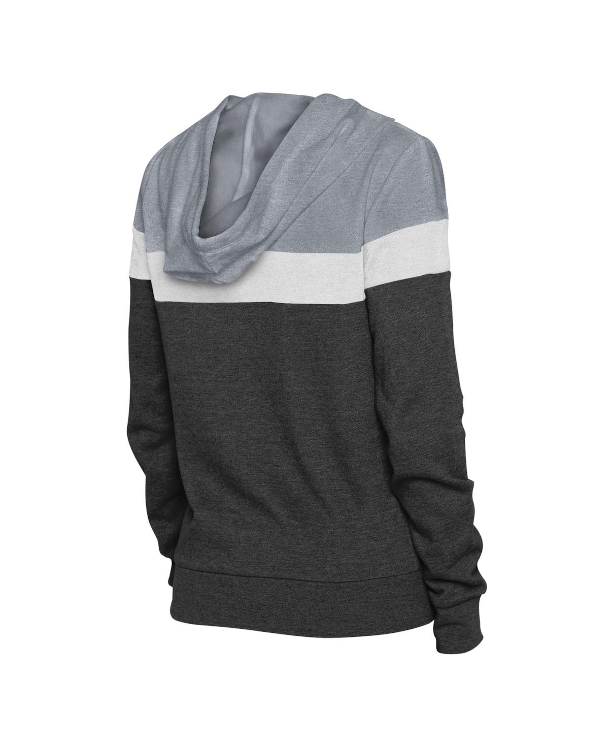 NEW ERA WOMEN'S NEW ERA BLACK, SILVER LAS VEGAS RAIDERS THROWBACK COLORBLOCK FULL-ZIP HOODIE 