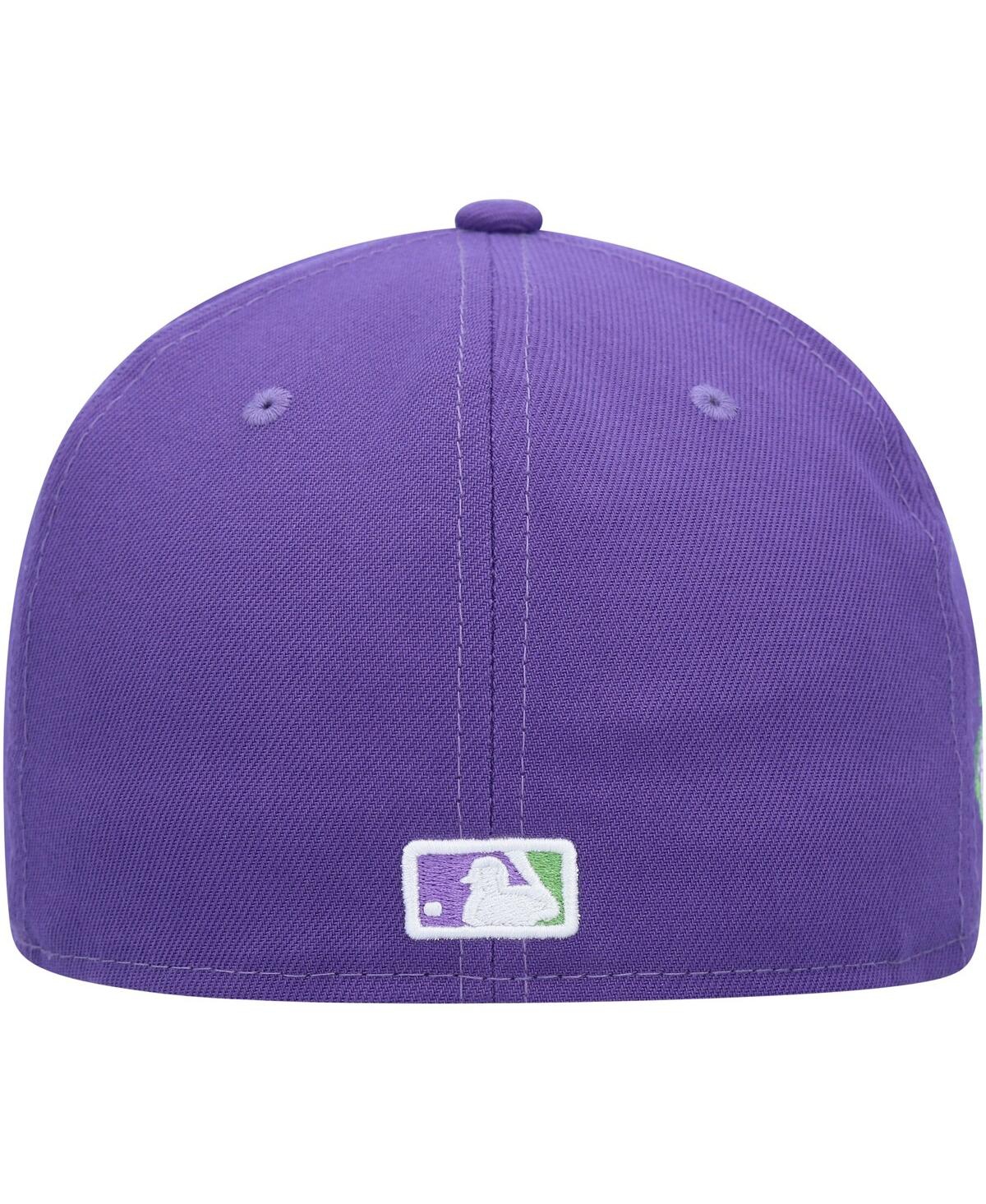 New Era Purple Los Angeles Dodgers Lime Side Patch 59fifty Fitted Hat In Purple