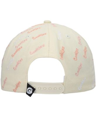 Men's Cream Triple Beam Allover Print Snapback Hat