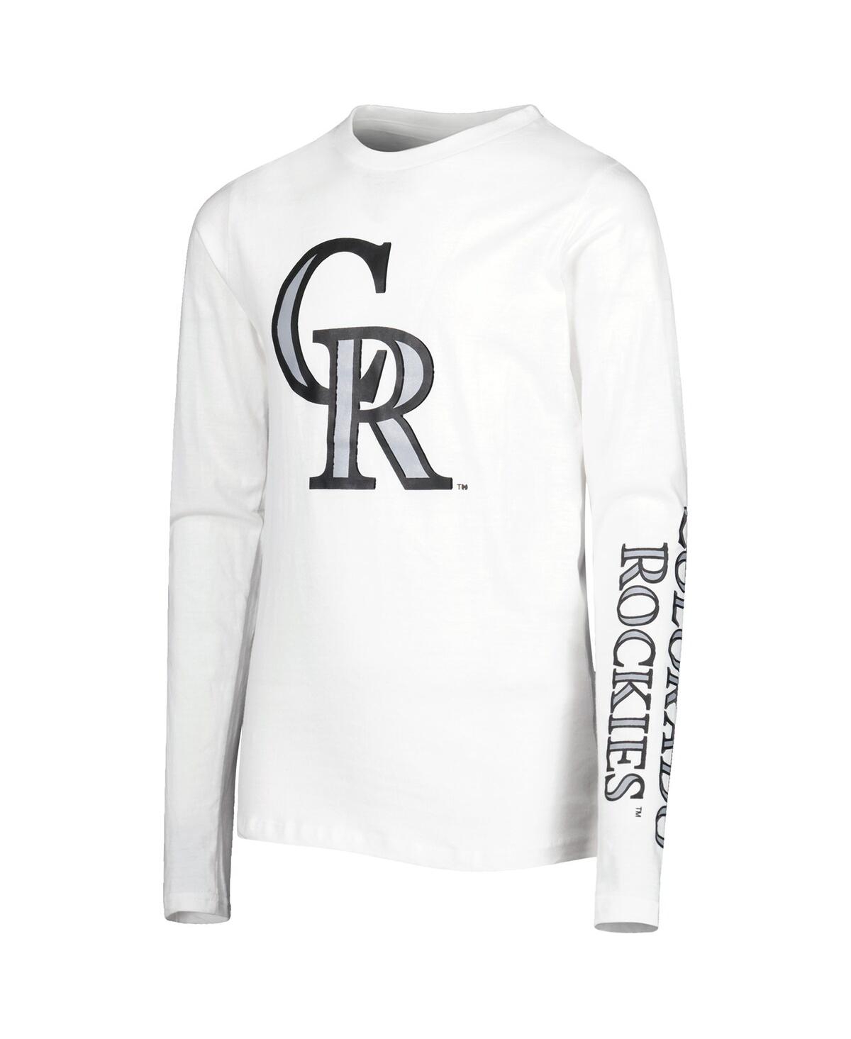 Colorado Rockies Youth V-Neck T-Shirt - White/Black